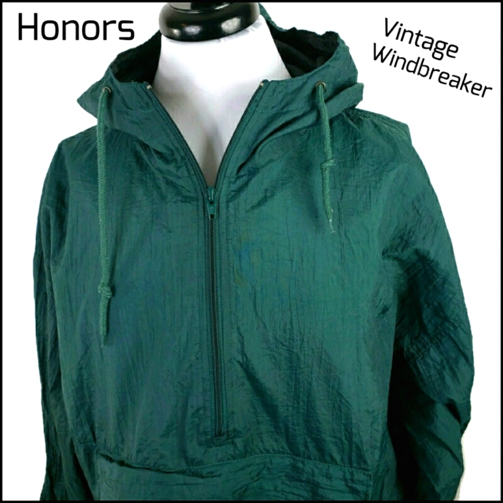 Vintage Honors Green 100% Nylon Windbreaker Sz. L